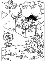 A coloring page of hot air balloon